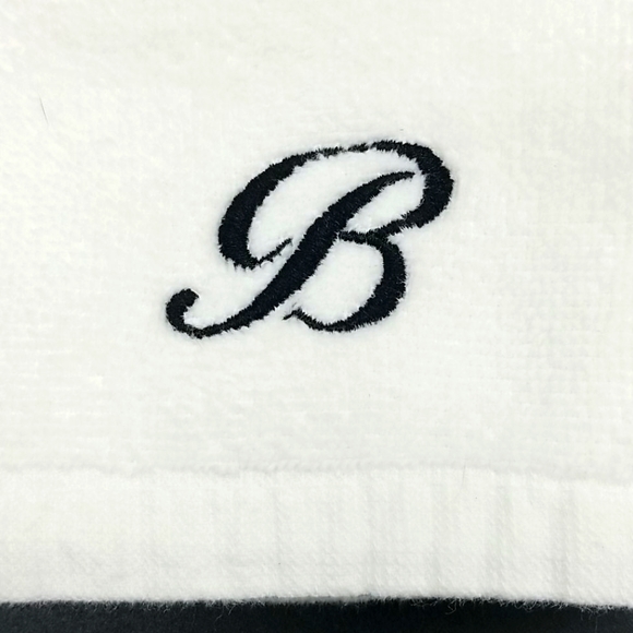 6 Black Embroidered "B" Intial White Wash Cloths - Picture 2 of 2